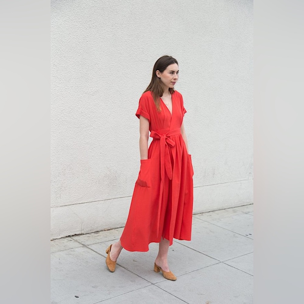 MARA HOFFMAN Red Ingrid Wrap Dress XL